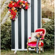 Striped Backdrop with Floral Detail