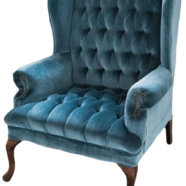 Blue Velvet Wing-Back Chair