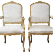 Louis XVI French Gold & Ivory Brocade Chairs