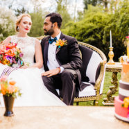 Striped & Gold Seating Area