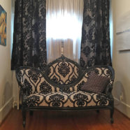 Silver Crepe & Black Chenille Damask