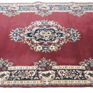 Red Rug with Blue Trim