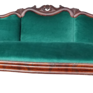 Emerald Green and Mahogany Sofa