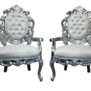 Silver & White Velvet Chairs