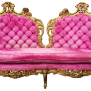 Regency Gold & Pink Loveseat