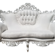 Victorian Baroque White Loveseat