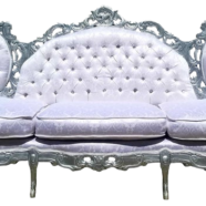 Silver & White Brocade Couch