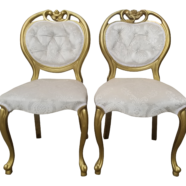 Gold & Ivory Damask Sweetheart Chairs