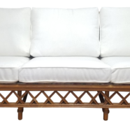 Boho Bamboo White Linen Lounge Sofa