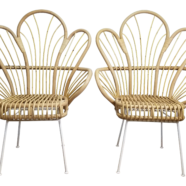 Rattan Fan Back Peacock Chairs