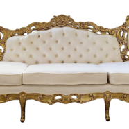 Baroque Gold & Ivory Tufted Sofa