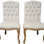 French Cream Linen Sweetheart Chairs