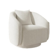 White Boucle Swivel Barrel Chairs