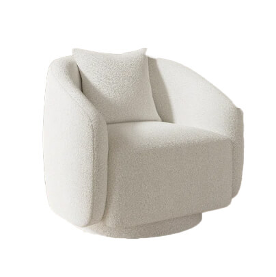 White Boucle Swivel Chair