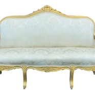 Louis XVI French Gold & Ivory Brocade Settee