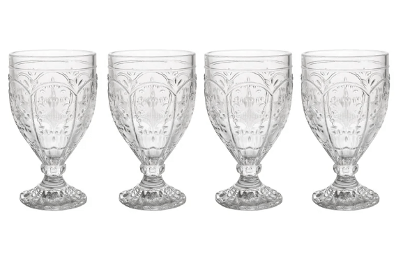 Vintage Etched Clear Glass Goblets