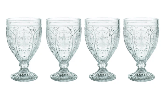 Vintage Glass Etched Goblets