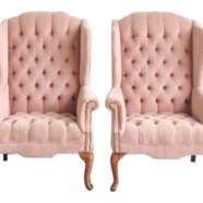 Vintage Blush Pink Wingback Chairs