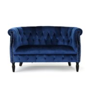 Classic Blue Velvet Settee