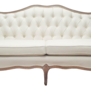 Natural Wood Ivory Linen Sofa