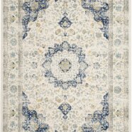 Ivory and Blue Oriental Rug