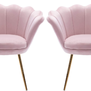 Blush Pink Scallop Velvet Chairs