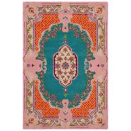 Boho Pink and Blue Oriental Rug