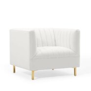 Classic Mod White Velvet Armchair