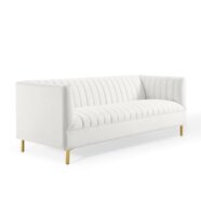 Classic Mod White Velvet Sofa