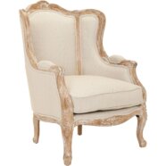 French Natural Linen Armchairs