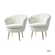 Scallop White Velvet Chairs