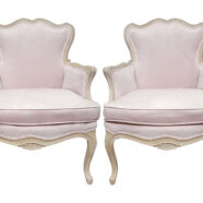 Vintage French Blush Velvet Armchairs