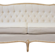 French Ivory Linen Tufted Sofa