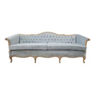 French Dusty Blue Tufted Velvet Couch