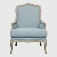 French Dusty Blue Velvet Armchairs