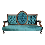 Regal French Teal Velvet Settee