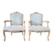 French Dusty Blue Velvet Chairs