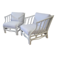 Boho Bamboo White Lounge Chairs