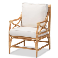 Bamboo White Linen Armchairs