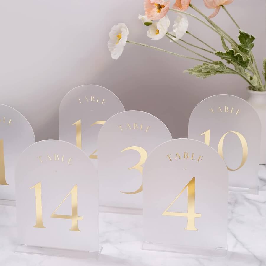 Frosted Arch Gold Table Numbers