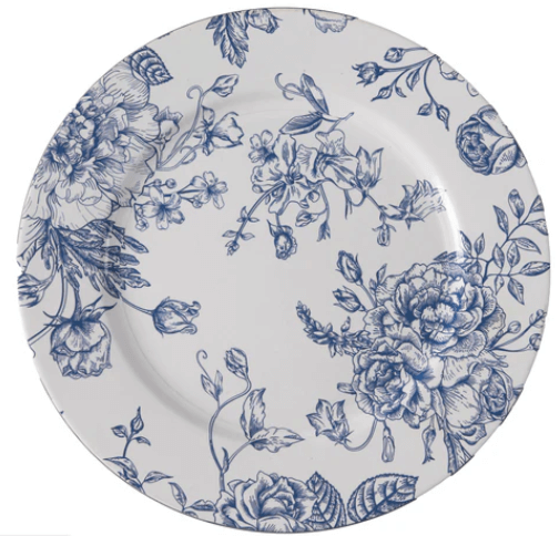 French Toile Blue Charger Plate